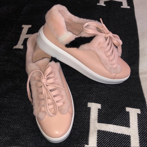 furry pink prada shoes